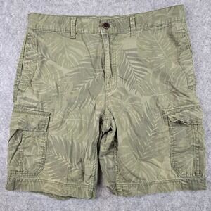 Gasoline The Original Mens Cargo Shorts Size 36 Green Tropical Palm Leaf Print